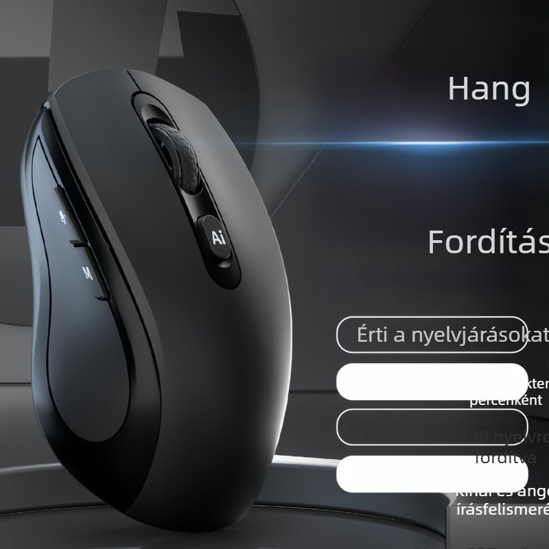 Vezeték nélküli egér 4000 DPI, 6 gomb, USB interfész, 2.4G + Bluetooth, beépített újratölthető akkumulátor, ergonómikus kialakítás