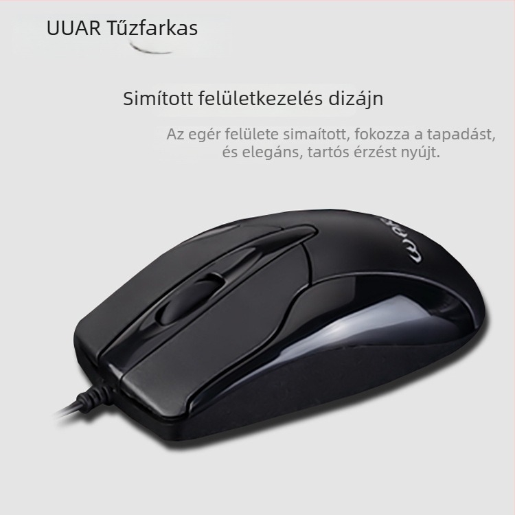 Vezetékes USB egér, 1200 DPI, 3 gomb, ergonomikus, 1,5 m kábel, asztali számítógéphez