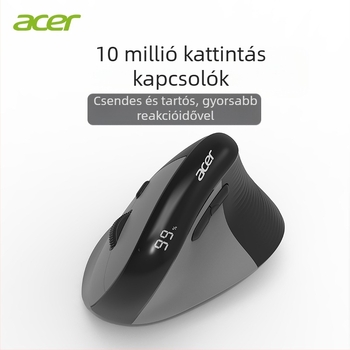 Acer vezeték nélküli Bluetooth ergonómikus függőleges egér, 7 gomb, halk működés, 10 m hatótávolság, újratölthető akkumulátor