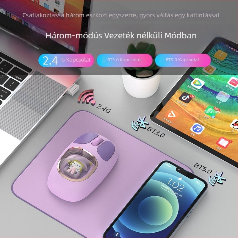 M94 Vezeték nélküli optikai egér, USB/Bluetooth kettős mód, 1600 DPI, 3 gomb, 10 m hatótávolság