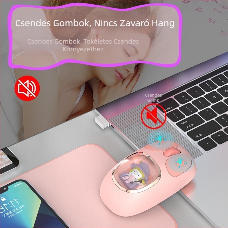 M94 Vezeték nélküli optikai egér, USB/Bluetooth kettős mód, 1600 DPI, 3 gomb, 10 m hatótávolság