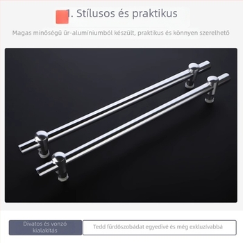 Üveg zuhanyajtó fogantyú, alumínium ötvözet, állítható lyukköz, testreszabható feldolgozás, modern minimalista stílus