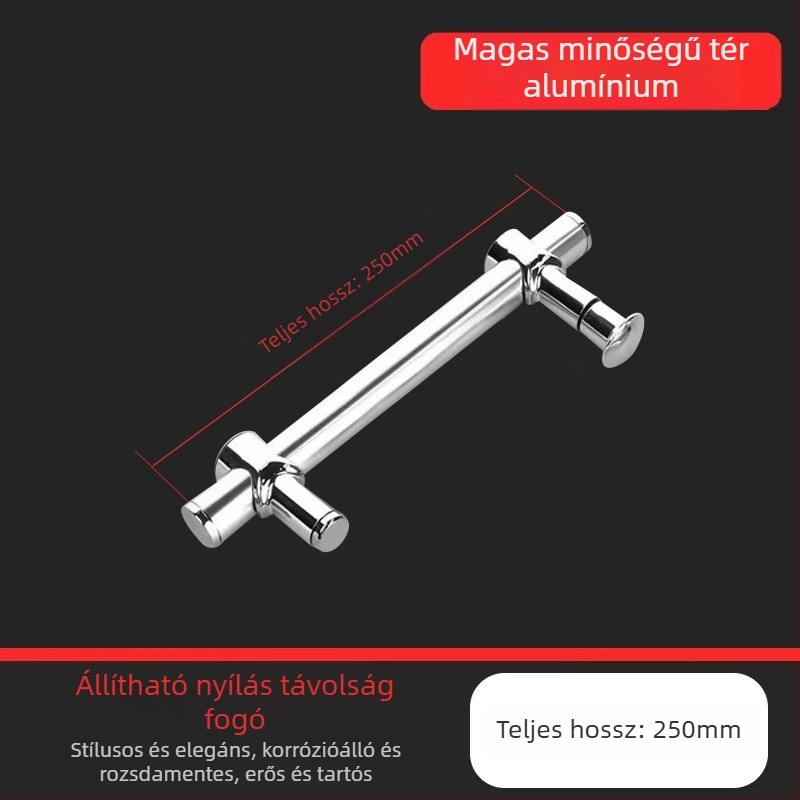Üveg zuhanyajtó fogantyú, alumínium ötvözet, állítható lyukköz, testreszabható feldolgozás, modern minimalista stílus