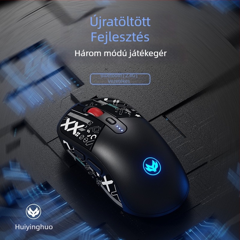 Hot Silver Fox fotóelektronikus egér – USB interfész, 10000 DPI, 6 gomb, kábel + 2.4G vezeték nélküli, újratölthető