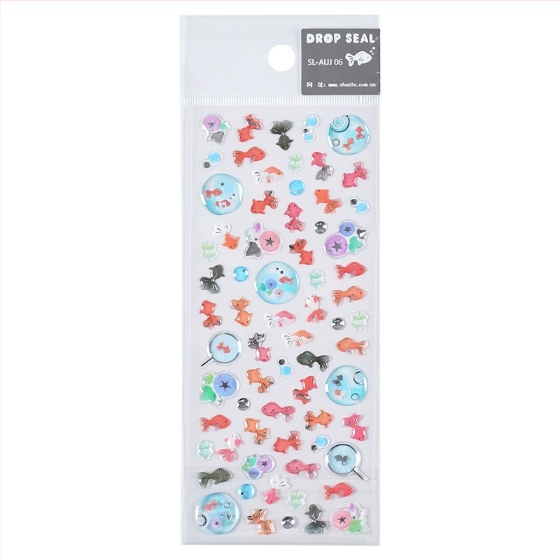 Flash márkájú PVC-anyagú karikatúra-stílusú matrica, Little Goldfish Crystal sorozat, dekoratív matrica a telefontokhoz