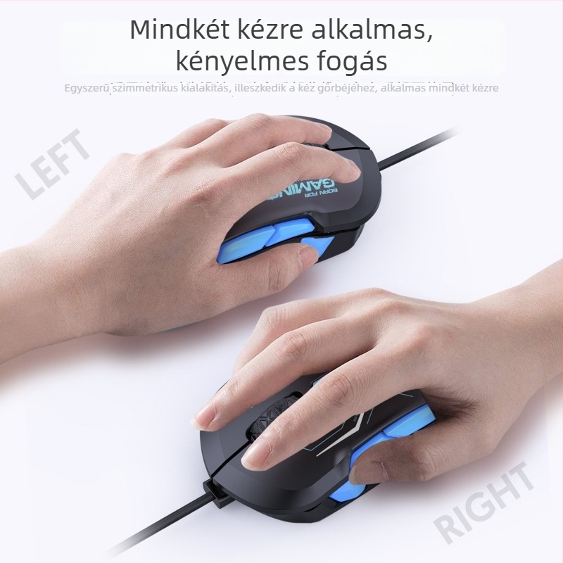 Játék egér 12800 DPI, 10 gomb, USB-kábel, RGB makró támogatás, modell X12
