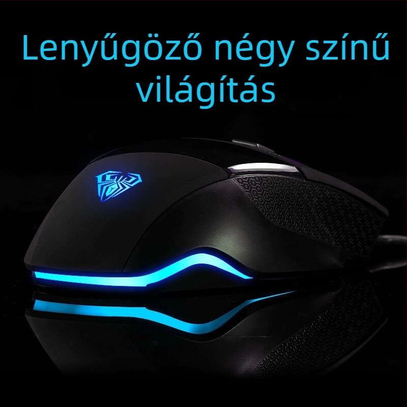 Kábeles játék egér makróprogramozással, 6 gomb, DPI 2000, USB, ergonómikus