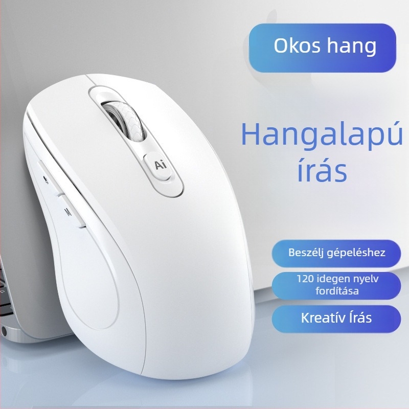 AI hangvezérelt vezeték nélküli egér, 1200 dpi, 6 gomb, USB interfész, 2,4 GHz, 10 m hatótáv