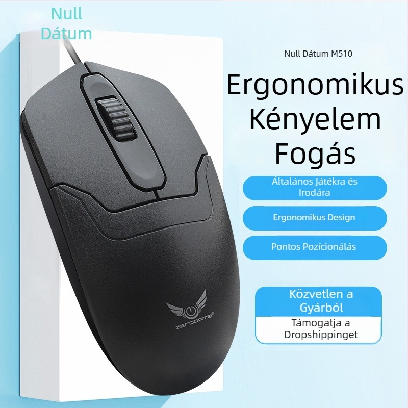 Optikai USB vezetékes egér, 1000dpi, 3 gomb