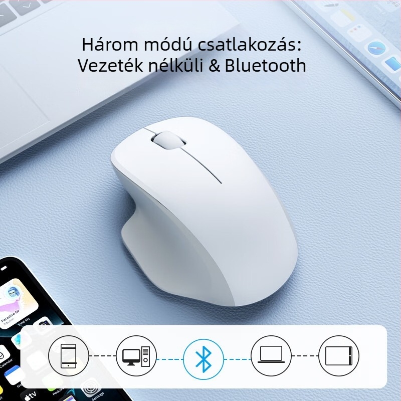 Vezeték nélküli egér USB/Bluetooth kétmódú, 1600 DPI, 2 gomb, Plug-and-Play