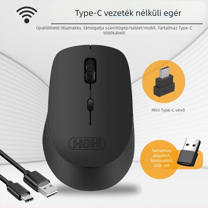Fotóelektronikus vezeték nélküli egér USB interfésszel, 2.4GHz, 1600dpi, 4 gomb