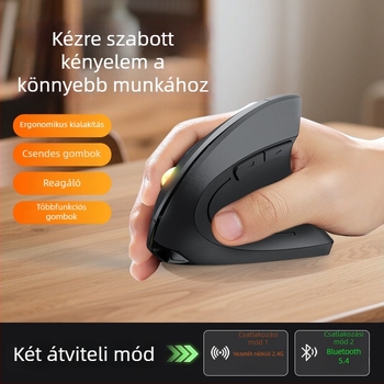 Vezeték nélküli függőleges ergonómikus egér, ötödik generáció, jobbkezes, kettős módú Bluetooth/2.4G, 1600 DPI