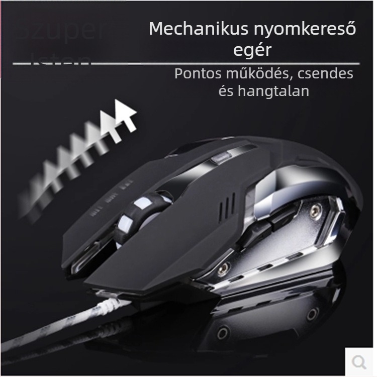 SXJ-02 Gaming egér – 3000 DPI, 6 gomb, USB-kábel, ergonómikus, négyirányú görgő