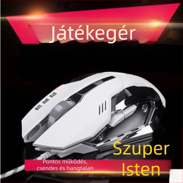 SXJ-02 Gaming egér – 3000 DPI, 6 gomb, USB-kábel, ergonómikus, négyirányú görgő