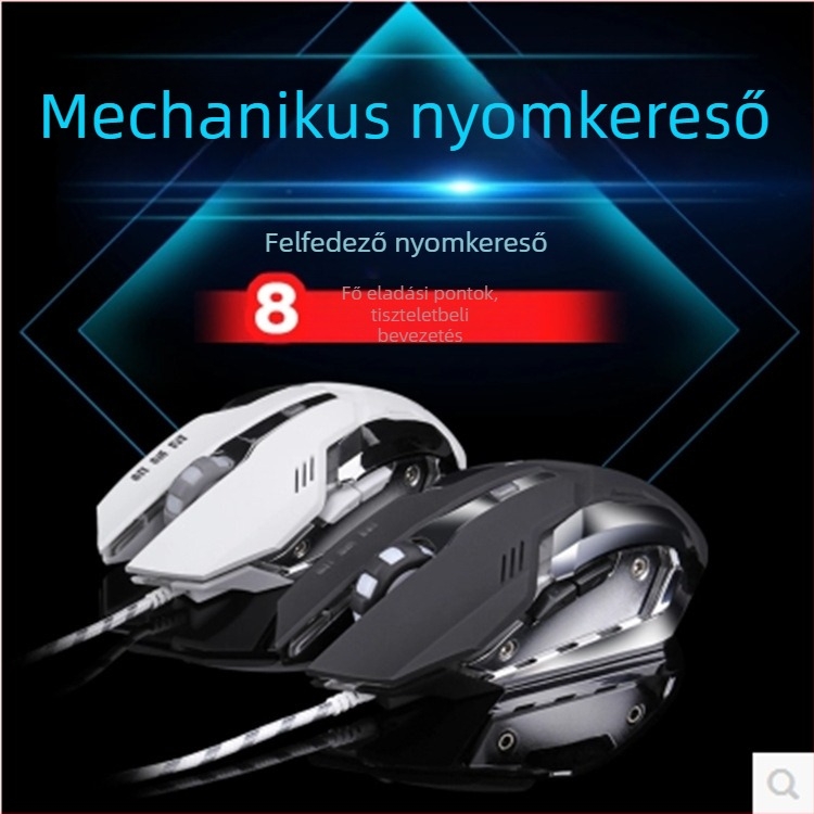 SXJ-02 Gaming egér – 3000 DPI, 6 gomb, USB-kábel, ergonómikus, négyirányú görgő