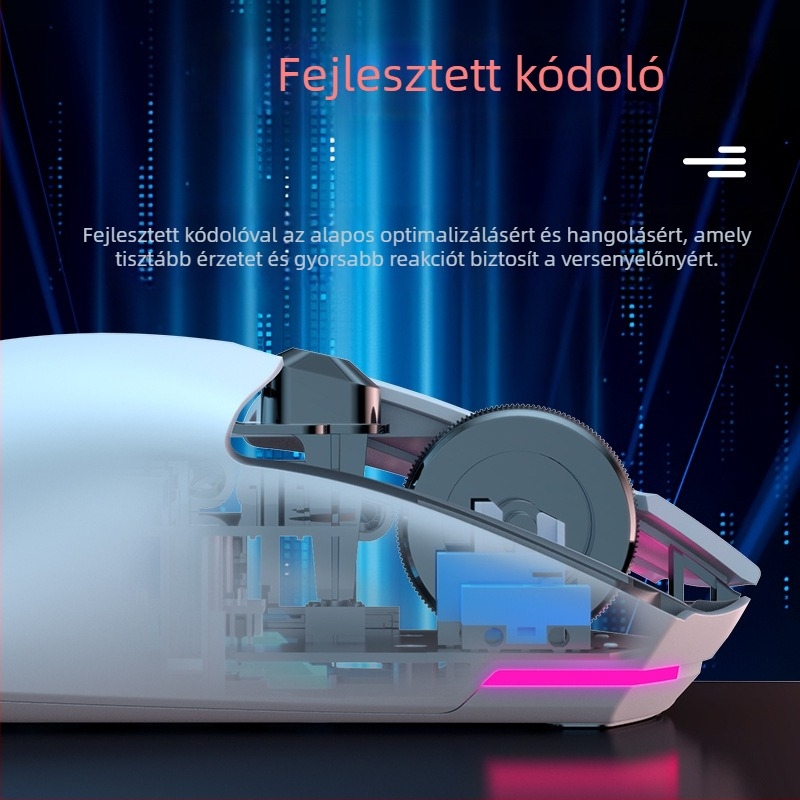PAW3311 szenzoros gamingegér, 12000 DPI, három üzemmód: kábeles, 2,4 GHz és Bluetooth, 1000 Hz lekérdezési arány, tömeg 59 g