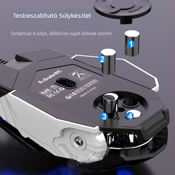 Q18 gamer egér, vezetékes, optikai szenzor, 5600dpi, 9 gomb, ergonómikus, DPI 6 szint, 1.5m kábel