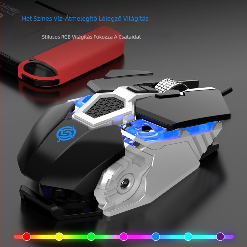 Q18 gamer egér, vezetékes, optikai szenzor, 5600dpi, 9 gomb, ergonómikus, DPI 6 szint, 1.5m kábel