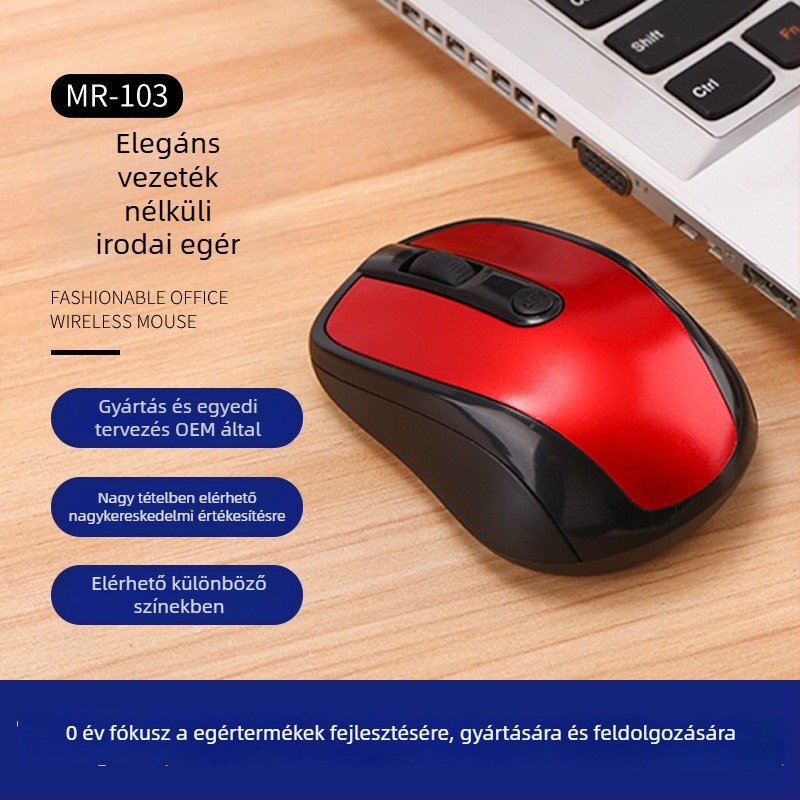 Vezeték nélküli, csendes irodai egér MR-105, kettős módban, 1600 DPI, USB, 4 gomb