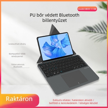 Bluetooth összecsukható billentyűzet bőr tokban, 64 gomb, ABS anyag, ollós kapcsoló
