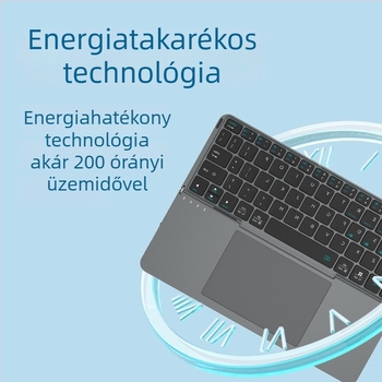 Bluetooth összecsukható billentyűzet bőr tokban, 64 gomb, ABS anyag, ollós kapcsoló