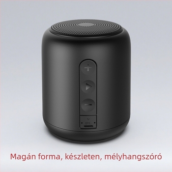 Bluetooth hordozható hangszóró – hengeres kialakítás, IPx3 vízálló, 5W, Bluetooth 5.3, 60 Hz–15 kHz, beépített akkumulátor 1200–2000 mAh