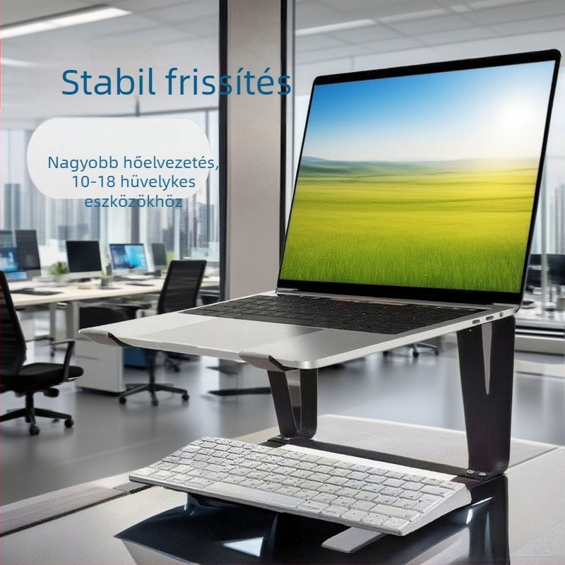 Laptop állvány, kettős rétegű fémhálós kivitel, megerősített és stabil, modell Q9, 750 g