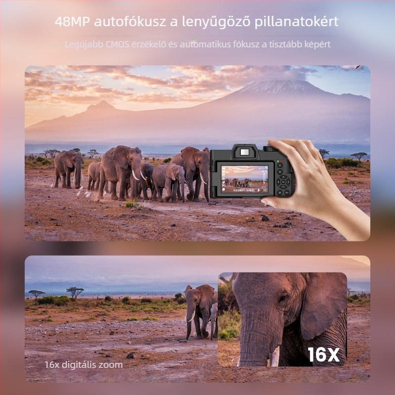 Digitális kamera 16x optikai zoom, forgatható LCD kijelző, CMOS érzékelő, periszkópos objektív, maximális felbontás 8000x6000