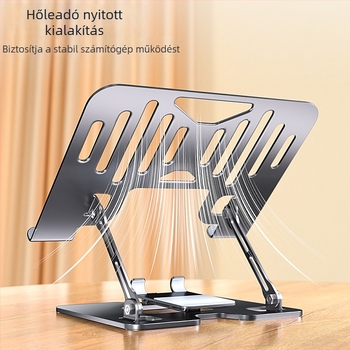 2-in-1 laptop- és telefon-tartó, állítható magasságú vertikális tartó, asztali billentyűzet-tartó, szénacél, 1.35 kg