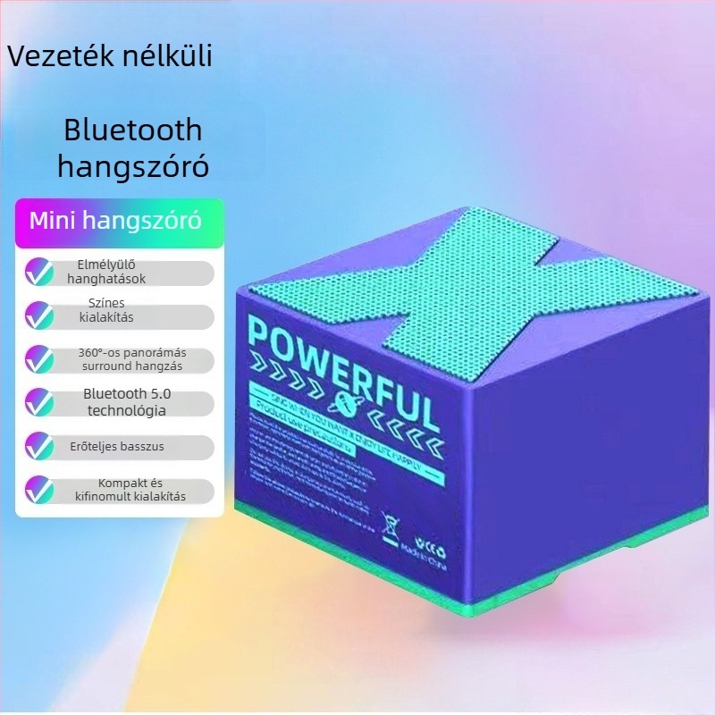 X3 Bluetooth hordozható mini külső hangfal – BT 5.0, beépített 300–500 mAh akkumulátor, 5 W, 10 m hatótáv, SNR ≥70 dB