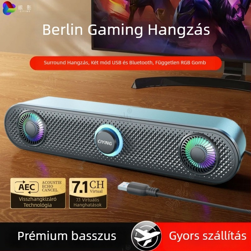 Shadow USB/Bluetooth 5.3 számítógépes hangfalak, 2.0 sztereó, 6W kimenet, 40 Hz–20 kHz