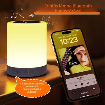 Bluetooth hangszóró érintésre aktiválható lámpával, hangulatos világítással, vezeték nélküli hangzás, mélynyomó