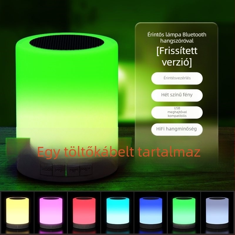 Bluetooth hangszóró érintésre aktiválható lámpával, hangulatos világítással, vezeték nélküli hangzás, mélynyomó