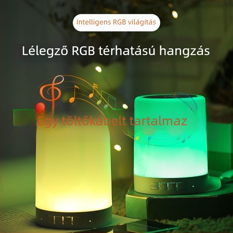 Bluetooth hangszóró érintésre aktiválható lámpával, hangulatos világítással, vezeték nélküli hangzás, mélynyomó