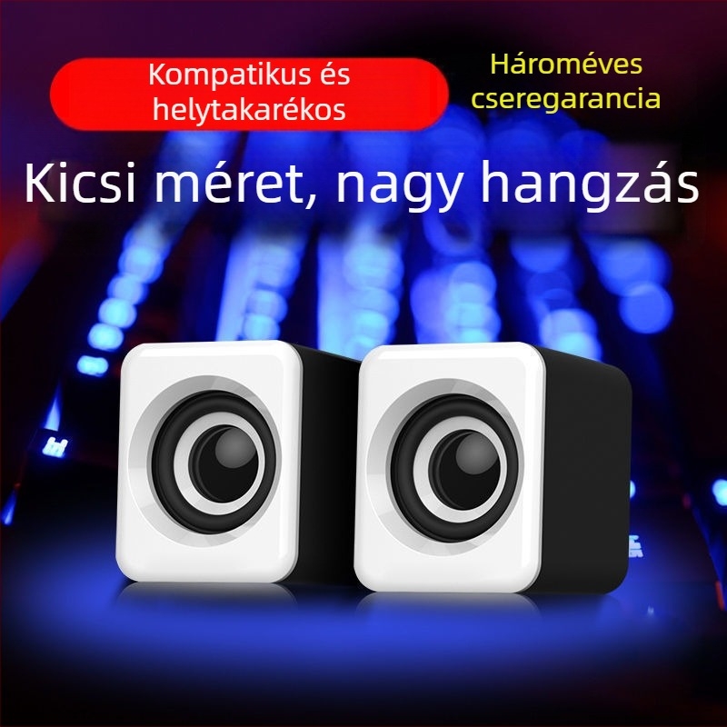 Asztali hangfal mélynyomóval, USB és Bluetooth csatlakozás; 40 Hz–20 kHz; SNR ≥100 dB; alumíniumötvözet ház; beépített 1200–2000 mAh akkumulátor