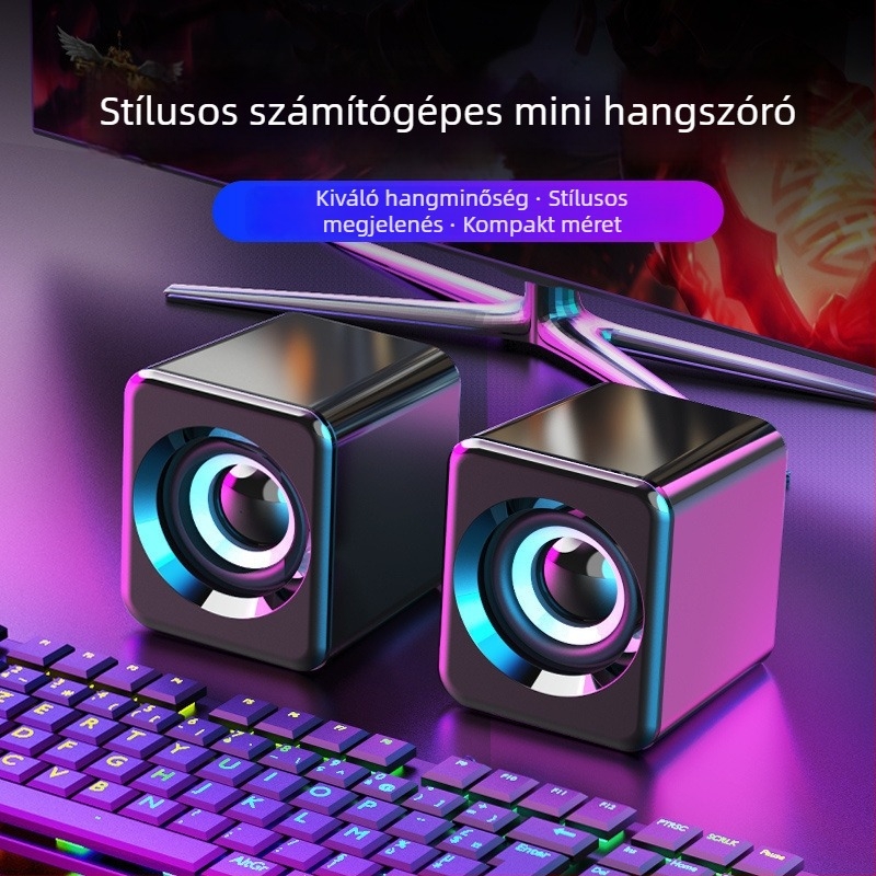 Asztali hangfal mélynyomóval, USB és Bluetooth csatlakozás; 40 Hz–20 kHz; SNR ≥100 dB; alumíniumötvözet ház; beépített 1200–2000 mAh akkumulátor