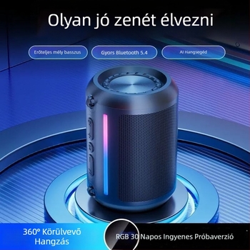 AI intelligens Bluetooth hangszóró szubwoofer mély basszus, Bluetooth kapcsolat, frekvenciatartomány 100 Hz–20 kHz, SNR ≥70 dB, ABS ház, IPX7 vízállóság
