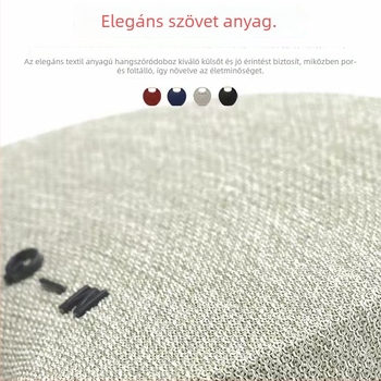 Textil fogantyúval ellátott hordozható Bluetooth-hangszóró — kültéri és asztali használatra, beépített mélynyomóval, 5W, Bluetooth 5.0, 1000–1200mAh akkumulátor, IPX2, 10 m hatótávolság
