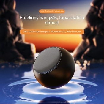 Fém Bluetooth hangszóró, TWS mini vezeték nélküli subwoofer otthoni és kültéri használatra, Bluetooth 5.0, 100Hz-20kHz, SNR ≥60dB, 10m hatótávolság, beépített akkumulátor 300–500mAh