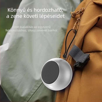 Fém Bluetooth hangszóró, TWS mini vezeték nélküli subwoofer otthoni és kültéri használatra, Bluetooth 5.0, 100Hz-20kHz, SNR ≥60dB, 10m hatótávolság, beépített akkumulátor 300–500mAh