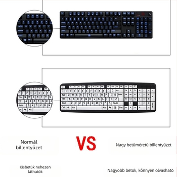 USB-s numerikus billentyűzet, vezetékes, 104/107 gomb, vízálló, ABS anyag