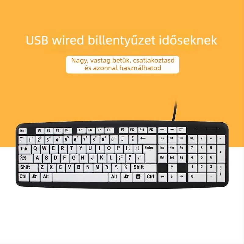 USB-s numerikus billentyűzet, vezetékes, 104/107 gomb, vízálló, ABS anyag