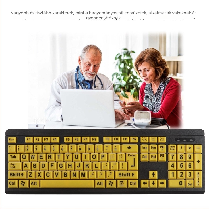USB-s numerikus billentyűzet, vezetékes, 104/107 gomb, vízálló, ABS anyag