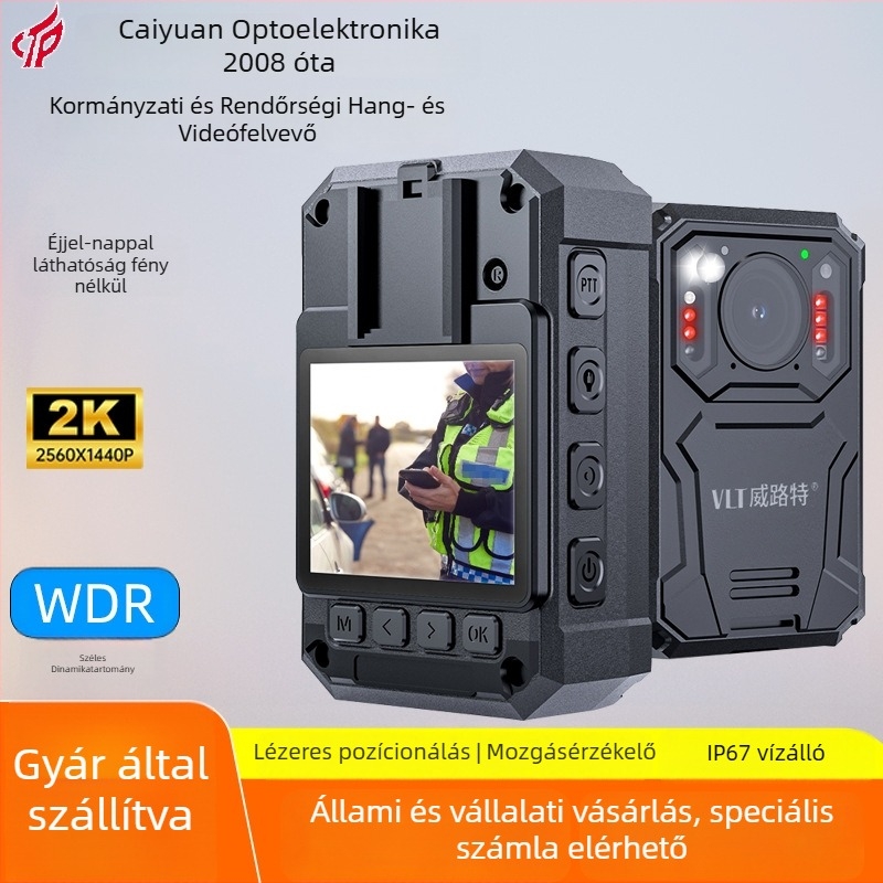 Professzionális testkamera éjszakai látással, 10x optikai zoom, 1440P videó, klipszes rögzítés