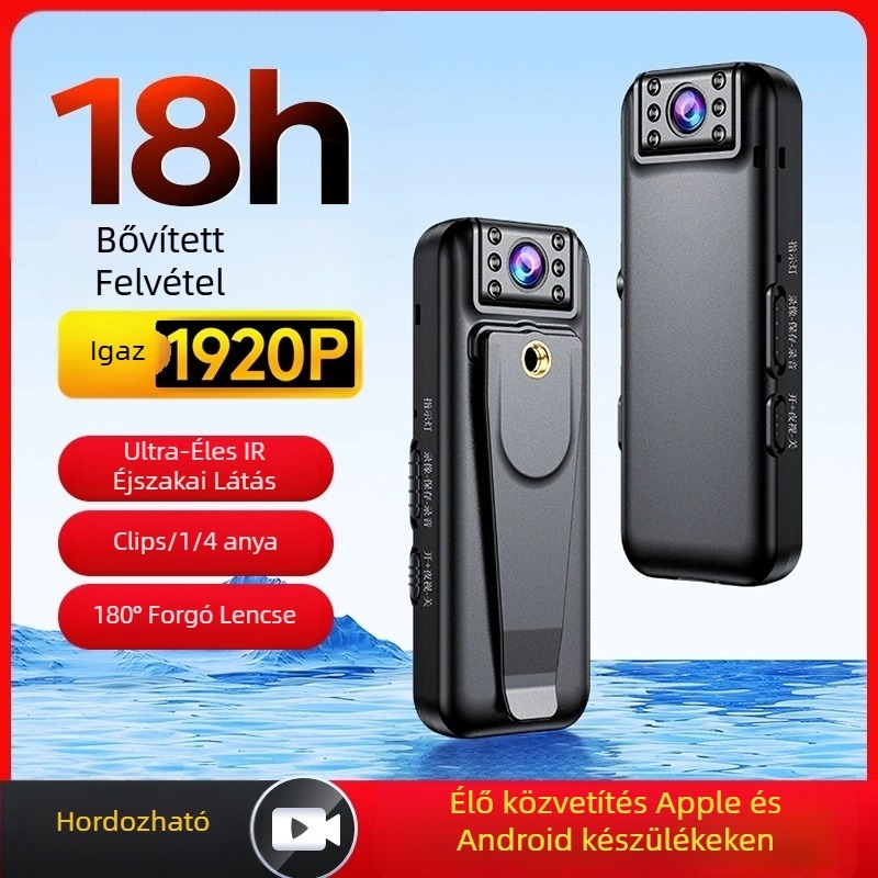 A8 Mellkasra szerelt hordozható kamera, 10x optikai zoom, 1,5 hüvelykes LCD, CCD szenzor, elektronikus képstabilizálás, memóriaopciók 256GB-ig