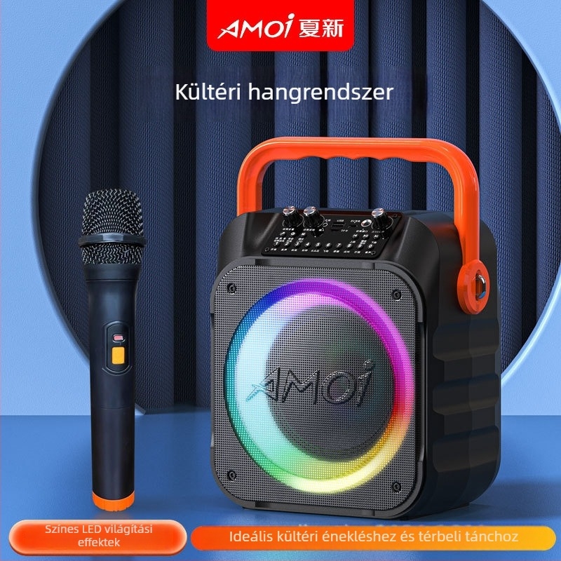 A9 Hordozható Bluetooth karaokés hangszóró beépített mikrofonnal, kültéri használatra, 12W kimenet, BT 5.0, 100Hz-20kHz, SNR ≥70dB, beépített akkumulátor