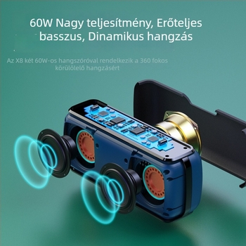 Xidobao X8 Bluetooth hangszóró mély basszussal, 60W, BT 5.0, 40Hz-20kHz, IPX5, beépített akkumulátor 4000–6000mAh