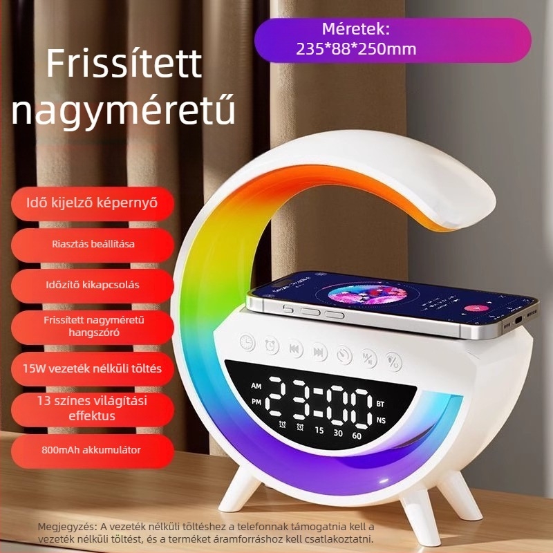 BT3401 Mini Bluetooth hangszóró környezeti fényekkel, asztali hangszóró, vezeték nélküli töltés – G63 modell