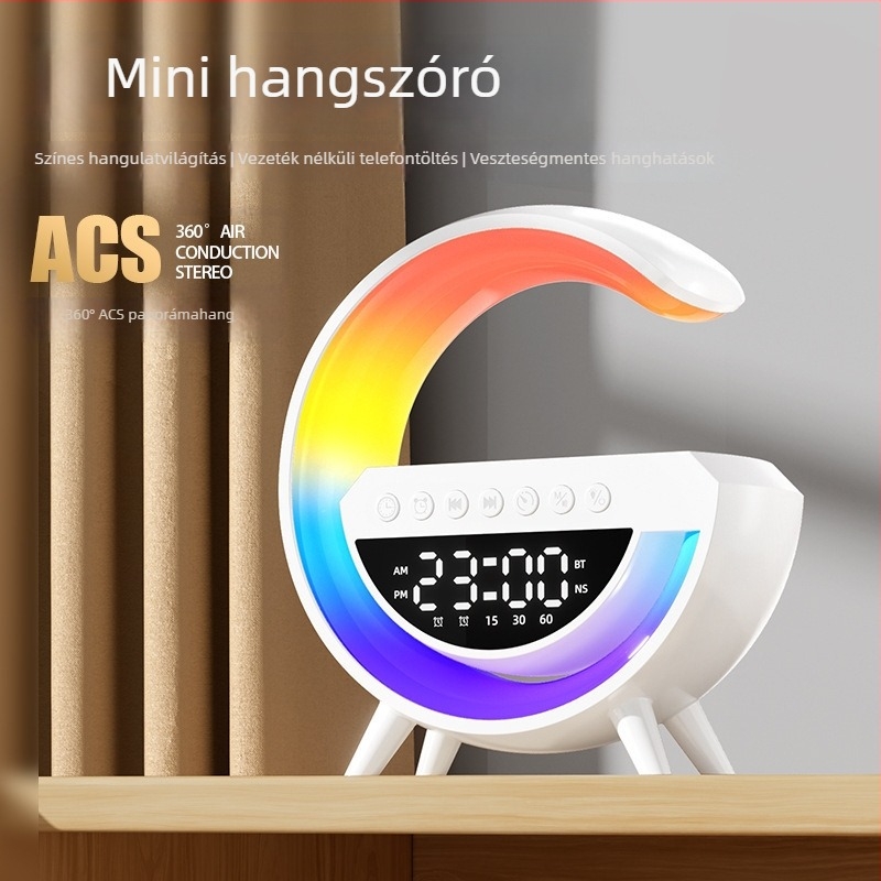BT3401 Mini Bluetooth hangszóró környezeti fényekkel, asztali hangszóró, vezeték nélküli töltés – G63 modell