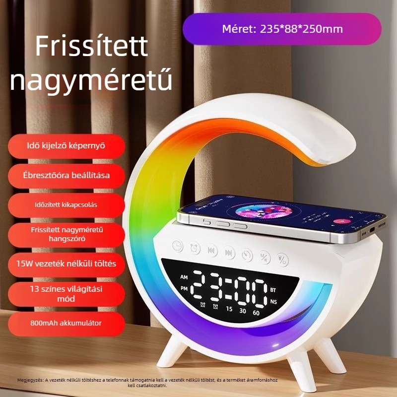 BT3401 Mini Bluetooth hangszóró környezeti fényekkel, asztali hangszóró, vezeték nélküli töltés – G63 modell